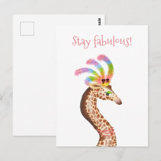 Fabulous regenboog giraffe briefkaart (Voorkant / Achterkant)