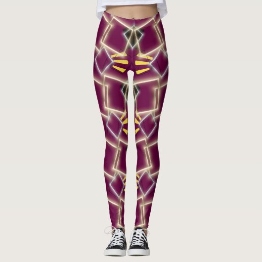 Fabulous Rood Ingelijst in Goud Patroon Leggings (Voorkant)