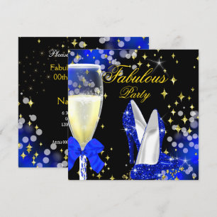 Fabulous Royal Blue Glitter High Heels Party 2 Kaart