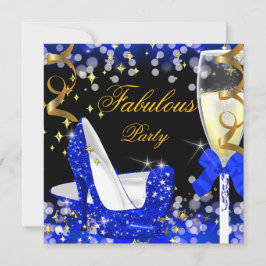 Fabulous Royal Blue Glitter High Hiel Birthday Kaart