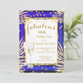 Fabulous Royal Blue Palms Champagne Party Kaart (Staand voorkant)
