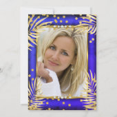 Fabulous Royal Blue Palms Champagne Party Kaart (Achterkant)