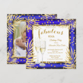 Fabulous Royal Blue Palms Champagne Party Kaart (Voorkant / Achterkant)