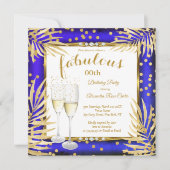 Fabulous Royal Blue Palms Champagne Party Kaart (Voorkant)