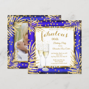 Fabulous Royal Blue Palms Champagne Party Kaart