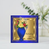 Fabulous Royal Blue Red Roses Elite Birthday Kaart (Staand voorkant)