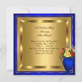 Fabulous Royal Blue Red Roses Elite Birthday Kaart (Achterkant)