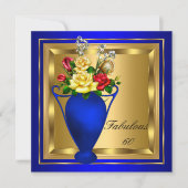 Fabulous Royal Blue Red Roses Elite Birthday Kaart (Voorkant)