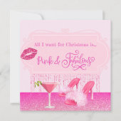 Fabulous Roze Kerst Glamoureuze meisjesachtige Feestdagenkaart (Voorkant)