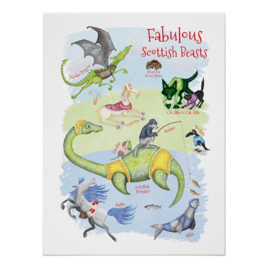 Fabulous Scottish Beasts kinderen kamer glossy pos Perfect Poster (Voorkant)