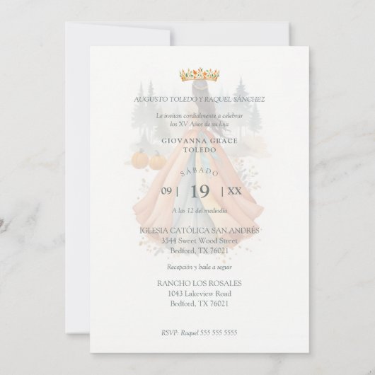 Fabulous Seasonal Fall Landscape Spanish XV Años Kaart (Achterkant)