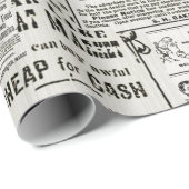 Fabulous Sepia Victoriaans krant Ads Funny 1890 Cadeaupapier (Rol Hoek)