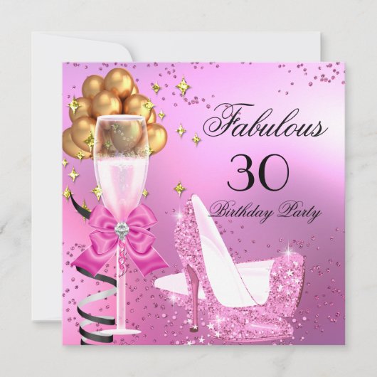 Fabulous Shimmer Light Roze High Heels Birthday Kaart (Voorkant)