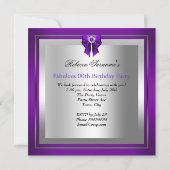 Fabulous Shoe Silver Paarse Birthday Party Kaart (Achterkant)