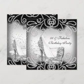 Fabulous Silver Glitter High Heels Birthday Party Kaart (Voorkant / Achterkant)