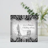 Fabulous Silver Glitter High Heels Birthday Party Kaart (Staand voorkant)