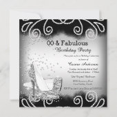 Fabulous Silver Glitter High Heels Birthday Party Kaart (Achterkant)