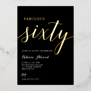 Fabulous Sixty BIrthday Foil Invitation Folie Uitnodiging