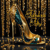 Fabulous Stiletto Glitter blauw Gouden streamers Kaart