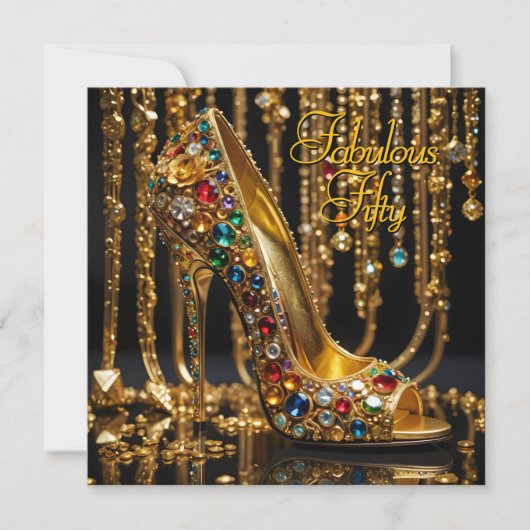 Fabulous Stiletto Glitter Rood blauw Gouden Juwele Kaart (Voorkant)