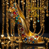 Fabulous Stiletto Glitter Rood blauw Gouden Juwele Kaart