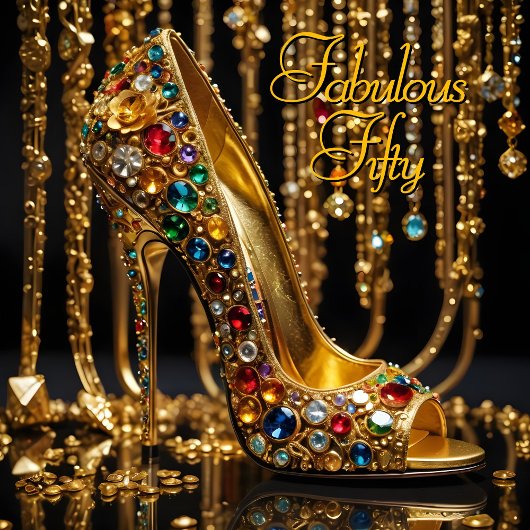 Fabulous Stiletto Glitter Rood blauw Gouden Juwele Kaart