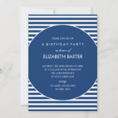 Fabulous Stripes General Party Invitation (blauw) Kaart (Voorkant)