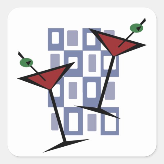 Fabulous  Style Martini Vierkante Sticker (Voorkant)