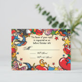 Fabulous Tattoo Bruiloft rsvp reactie kaarten (Staand voorkant)