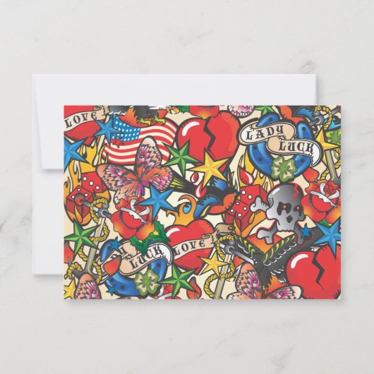 Fabulous Tattoo Bruiloft rsvp reactie kaarten (Achterkant)