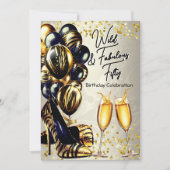 Fabulous Tiger Heels Champagne Verjaardag Kaart (Voorkant)