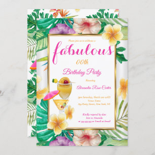 Fabulous Tropical Cocktail Floral Party Kaart