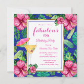 Fabulous Tropical Cocktail Floral-verjaardagsfeest Kaart (Voorkant)