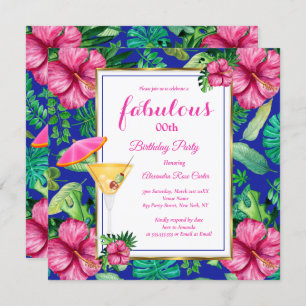 Fabulous Tropical Cocktail Floral-verjaardagsfeest Kaart