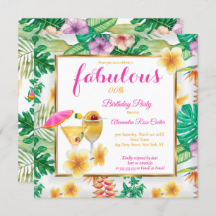 Fabulous Tropical Cocktails Flowers Party sq Kaart