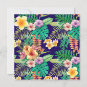 Fabulous Tropical floral blue Champagne Party Kaart (Achterkant)