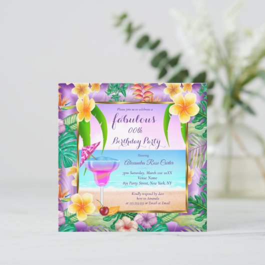 Fabulous Tropical Paars cocktail Foto Kaart (Staand voorkant)