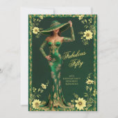 Fabulous Verjaardag Emerald Gold Woman Floral Kaart (Voorkant)