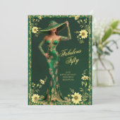 Fabulous Verjaardag Emerald Gold Woman Floral Kaart (Staand voorkant)