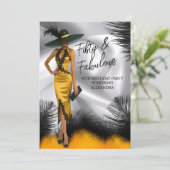 Fabulous Verjaardag Glamour Vrouw Zwart Gouden Ver Kaart (Staand voorkant)