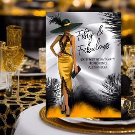 Fabulous Verjaardag Glamour Vrouw Zwart Gouden Ver Kaart