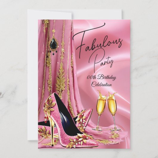Fabulous Verjaardag Lichtroze Gouden Hakken Champa Kaart (Voorkant)