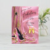 Fabulous Verjaardag Lichtroze Gouden Hakken Champa Kaart (Staand voorkant)