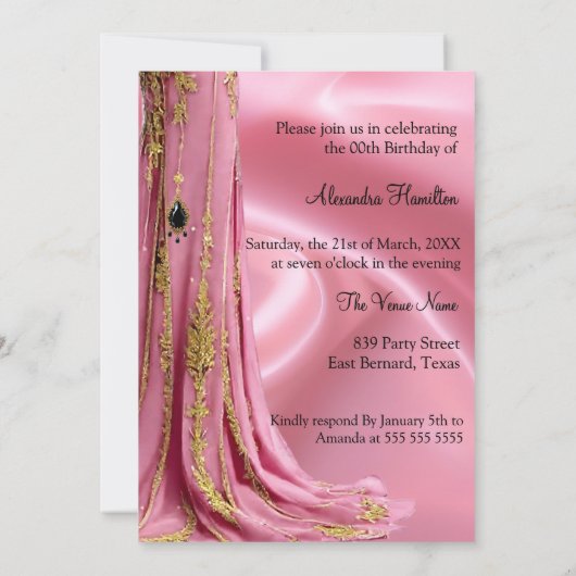 Fabulous Verjaardag Lichtroze Gouden Hakken Champa Kaart (Achterkant)