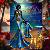 Fabulous Verjaardag Maanlicht Strand Geel Blauw Kaart