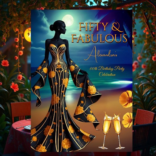 Fabulous Verjaardag Maanlicht Strand Geel Goud Bla Kaart