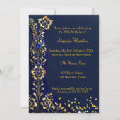 Fabulous Verjaardag Marine Blauw Gouden Jurk Champ Kaart (Achterkant)