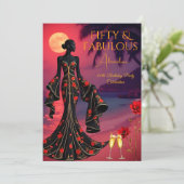 Fabulous Verjaardag Moonlight Beach Zwart Rood Gou Kaart (Staand voorkant)