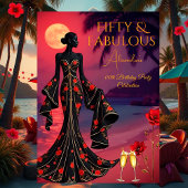 Fabulous Verjaardag Moonlight Beach Zwart Rood Gou Kaart