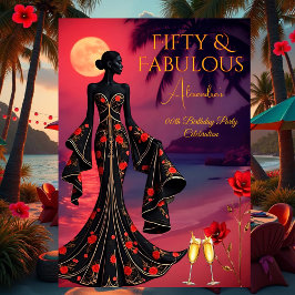 Fabulous Verjaardag Moonlight Beach Zwart Rood Gou Kaart